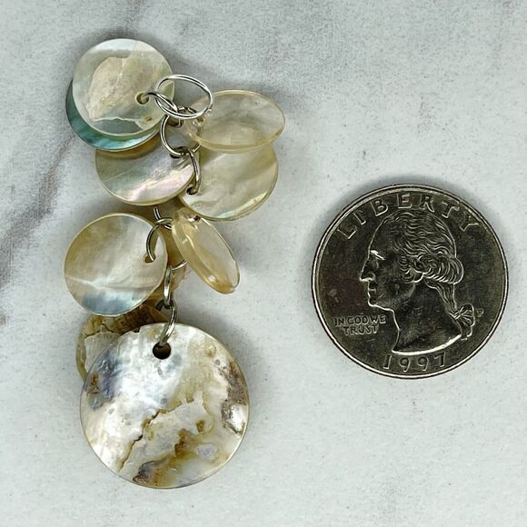 Silver Tone Shell Cluster Dangle Upcycled Pendant - Picture 2 of 5